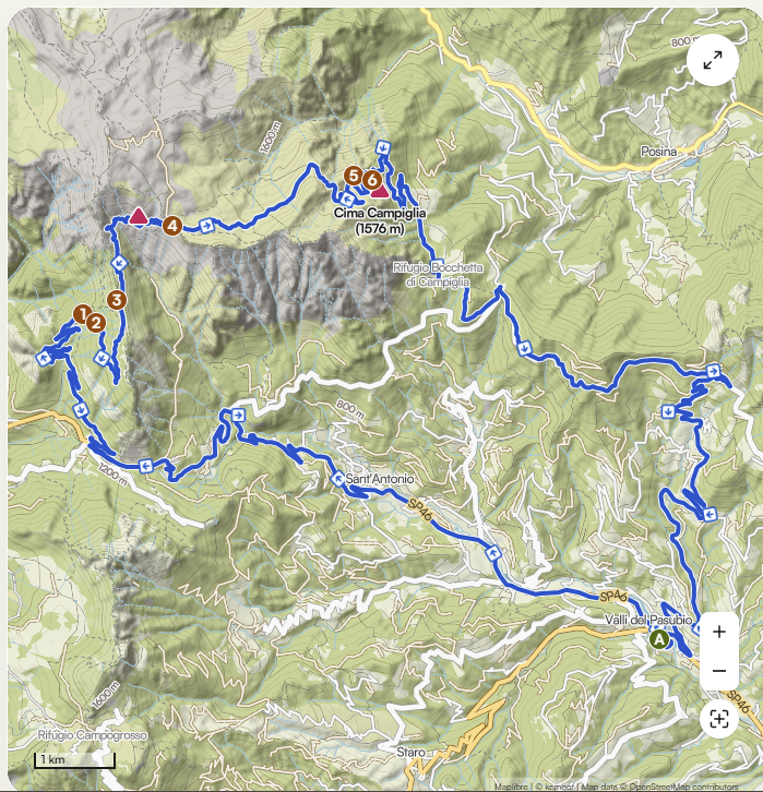 Mappa Strada degli Eroi - Pasubio